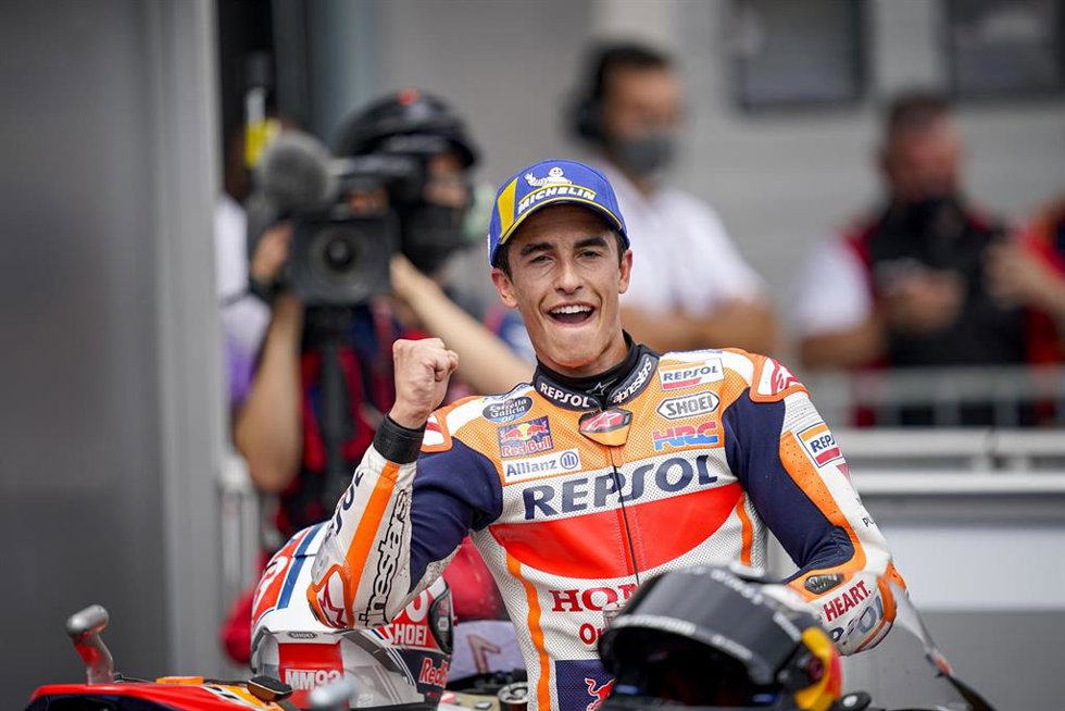 Archivo - Marc Márquez celebra su victoria en el Gran Premio de Alemania de 2021