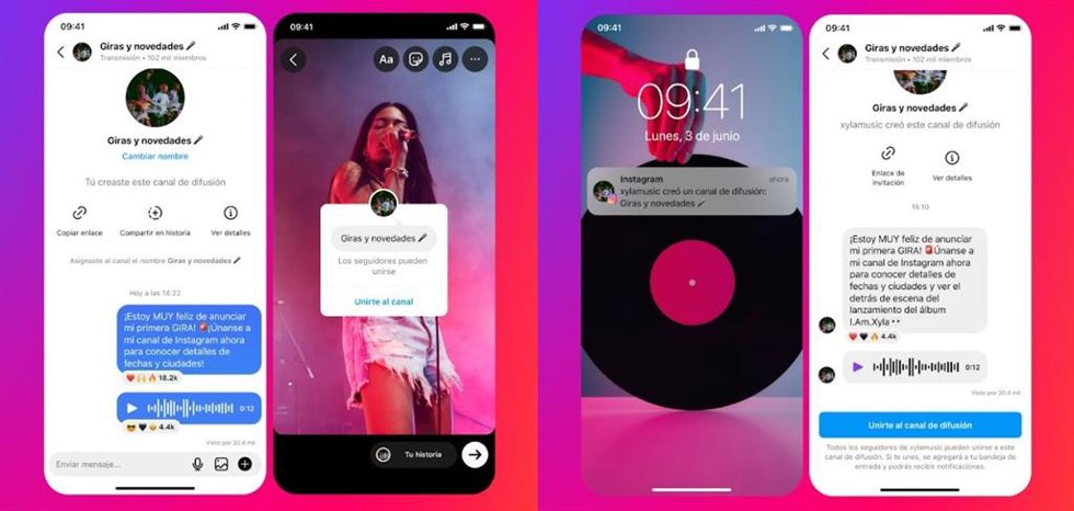 Canales de difusión de Instagram