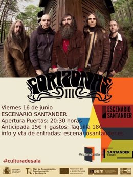 Cartel del concierto que ofrecerá este viernes, 16 de junio, la banda Corizonas en Escenario Santander