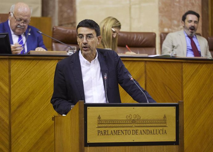 El diputado del PSOE-A Mario Jiménez interviene en el Pleno del Parlamento andaluz.