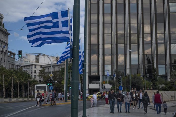 Archivo - October 28, 2022, Athens, Athens, Greece: 28 October 2022, National day of Greece. Oxi Day is a national public holiday and commemorated on the 28th October every year in Greece and by Greeks around the world. Flags in Syntagma.