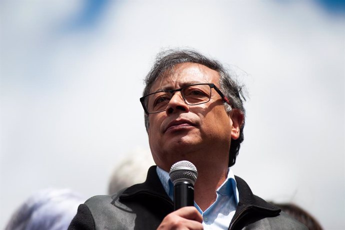 June 7, 2023, Bogota, Cundinamarca, Colombia: Colombian president Gustavo Petro gives a speech during the demonstrations in support of the Colombian government social reforms, in Bogota, Colombia, June 7, 2023.