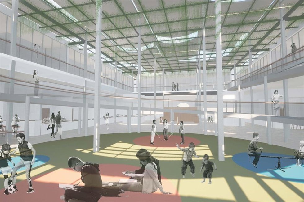 Propuesta de intervención en el edificio regionalista del mercado de abastos de Coria del Río (Sevilla) que le ha valido a un equipo de la US el primer premio de la Cátedral Metropol-Parasol.
