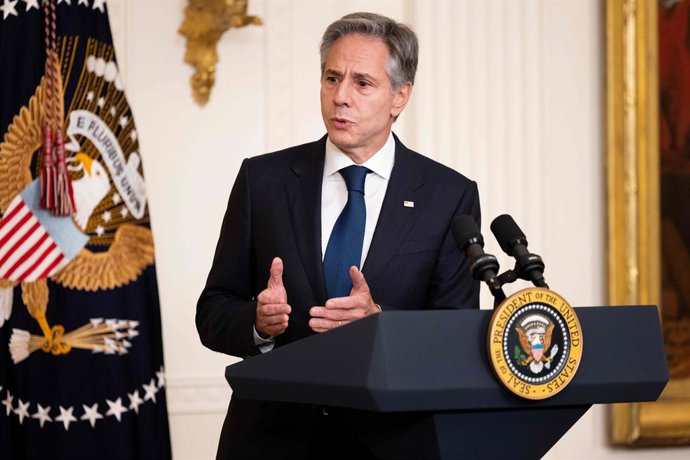 June 13, 2023, Washington, District of Columbia, USA: United States Secretary of State Antony Blinken speaks at a chiefs of mission reception in the East Room of the White House in Washington, D.C., Tuesday, June 13, 2023