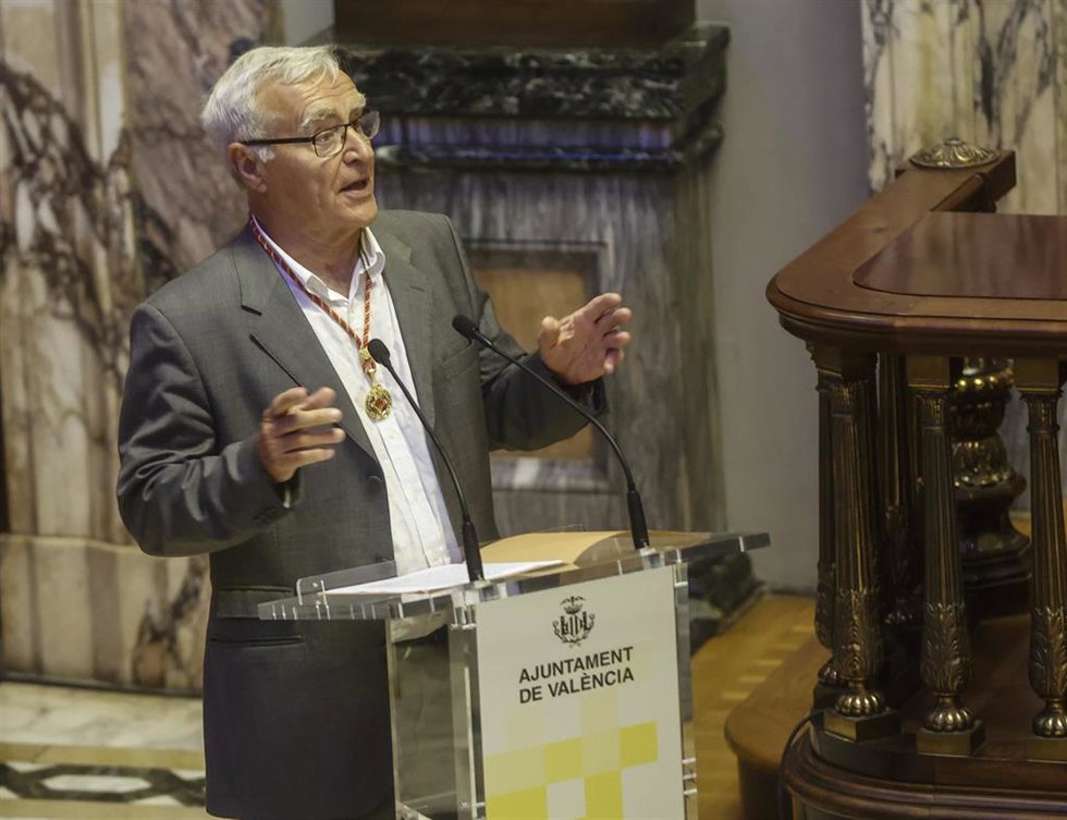 El ya exalcalde de Valncia y portavoz de Compromís en el Ayuntamiento, Joan Ribó, durante su intervención en el pleno de constitución