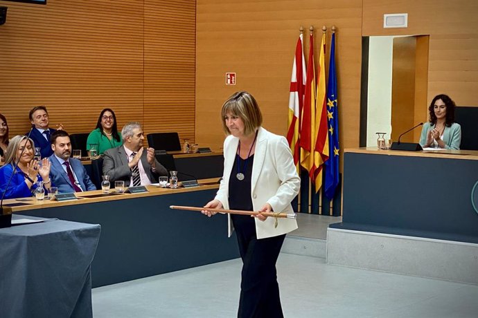 Núria Marín (PSC) després de ser revalidada com a alcaldessa de l'Hospitalet (Barcelona) per cinqu mandat