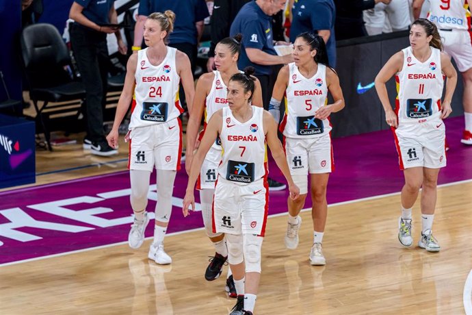 Jugadoras de la selección española femenina de baloncesto, durante el Eurobasket 2023.