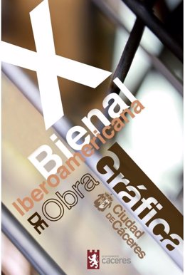 Cartel de la X Bienal Iberoamericana de Obra Gráfica Ciudad de Cáceres