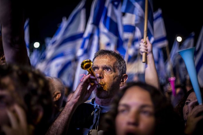Imagen de archivo de protestas en Tel Aviv contra la reforma judicial de Netanyahu