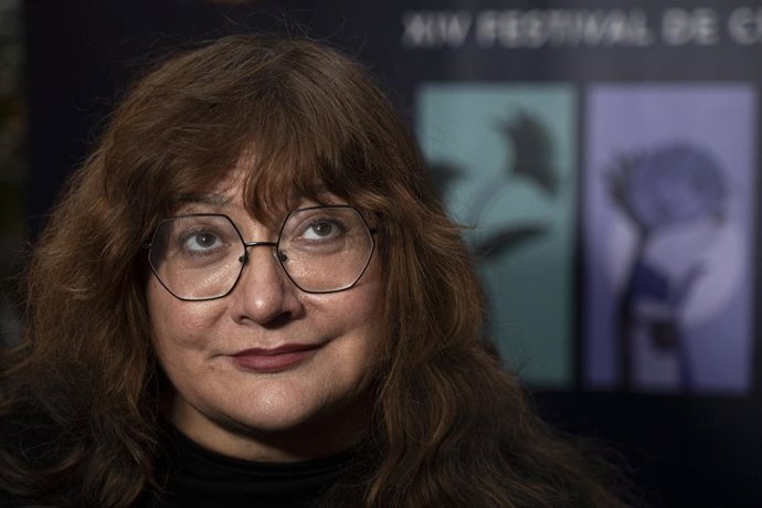 La directora de cine Isabel Coixet durante el acto de entrega del premio Pau i Justicia otorgado por La Filmoteca valenciana en el XIV Humans Fest en el Centro Cultural la Beneficencia, a 1 de junio de 2023, en Valencia, Comunidad Valenciana (España). 