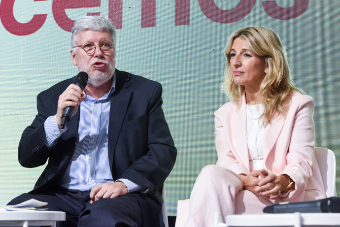 El embajador de España ante las Naciones Unidas, Agustín Santos Maraver, interviene durante un acto político La España que merecemos con motivo de las próximas elecciones generales del 23, en Espacio Rastro, a 18 de junio de 2023, en Madrid (España). 