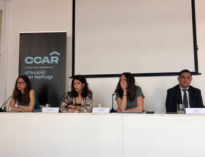 Rueda de prensa de la CCAR con miembros del organismo en el Collegi de Periodistes de Catalunya este lunes