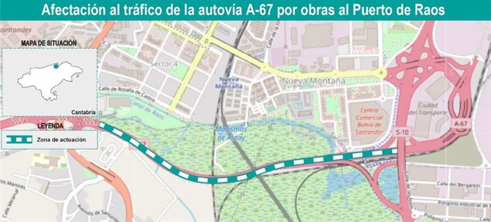 La A-67 se corta al tráfico las noches del martes al viernes entre el enlace de 1 de Mayo y la Ciudad del Transportista