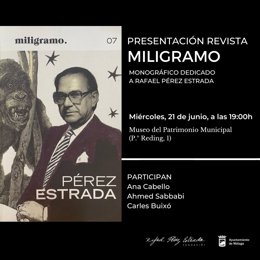 Cartel de presención de un nuevo número de la revista cultural 'Miligramo'