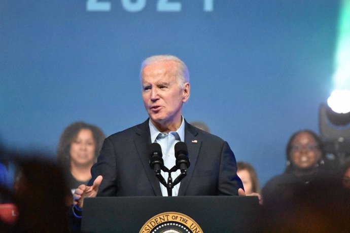 June 17, 2023, Philadelphia, Pennsylvania, United States: President of the United States Joe Biden references the Interstate 95 Bridge Collapse in his speech to the audience. President of the United States Joe Biden delivers remarks at a political rally