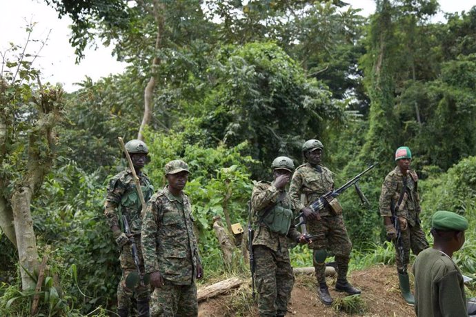 Archivo - (211209) -- BENI (DRC), Dec. 9, 2021 (Xinhua) -- Soldiers carry out a joint military operation of Uganda and DRC against armed forces in Beni territory, northeastern Democratic Republic of the Congo (DRC), on Dec. 8, 2021. At the front-line ag
