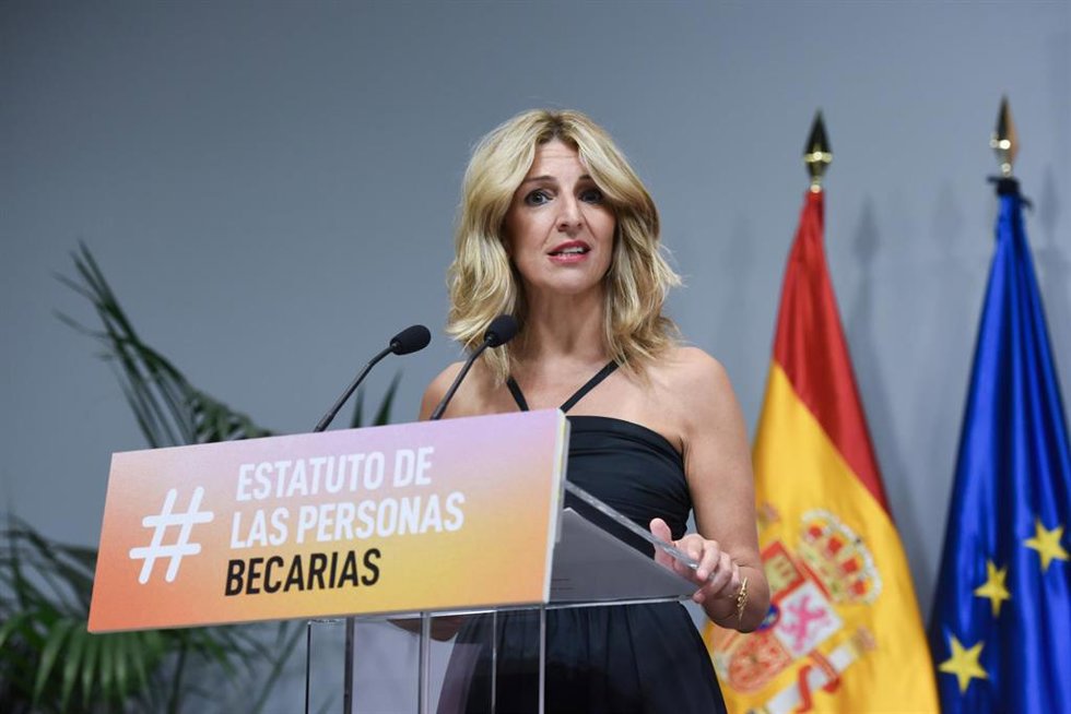 La vicepresidenta segunda y ministra de Trabajo y Economía Social, Yolanda Díaz, en el Ministerio de Trabajo y Economía Social, a 15 de junio de 2023, en Madrid (España). 