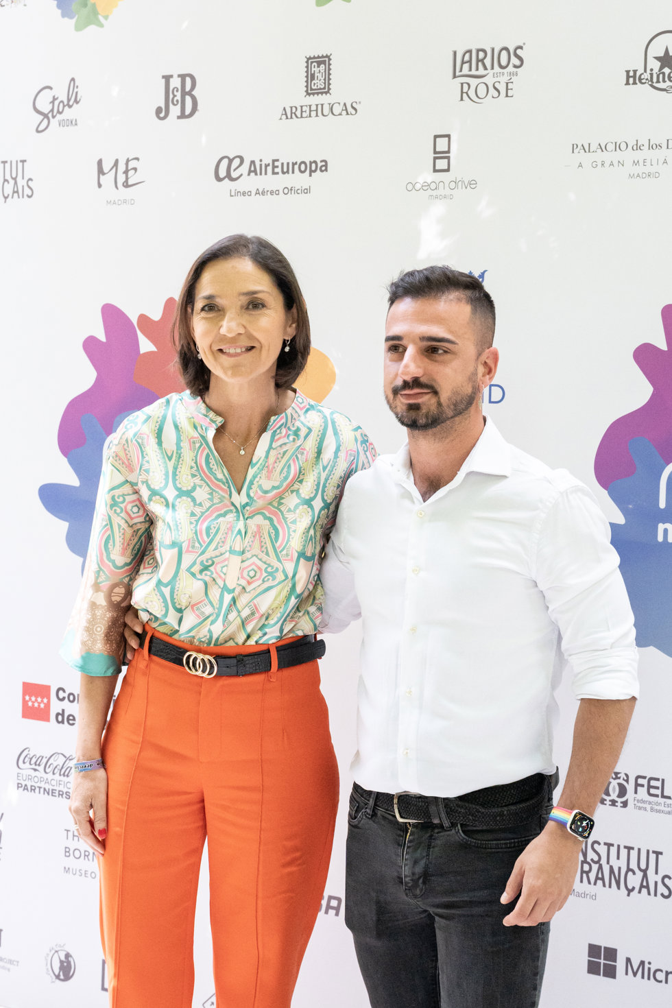 La portavoz socialista en el Ayuntamiento de Madrid, Reyes Maroto y el diputado en la Asamblea de Madrid, Santiago Rivero, durante el photocall de la presentación de la programación oficial de MADO 2023 (Madrid Orgullo)