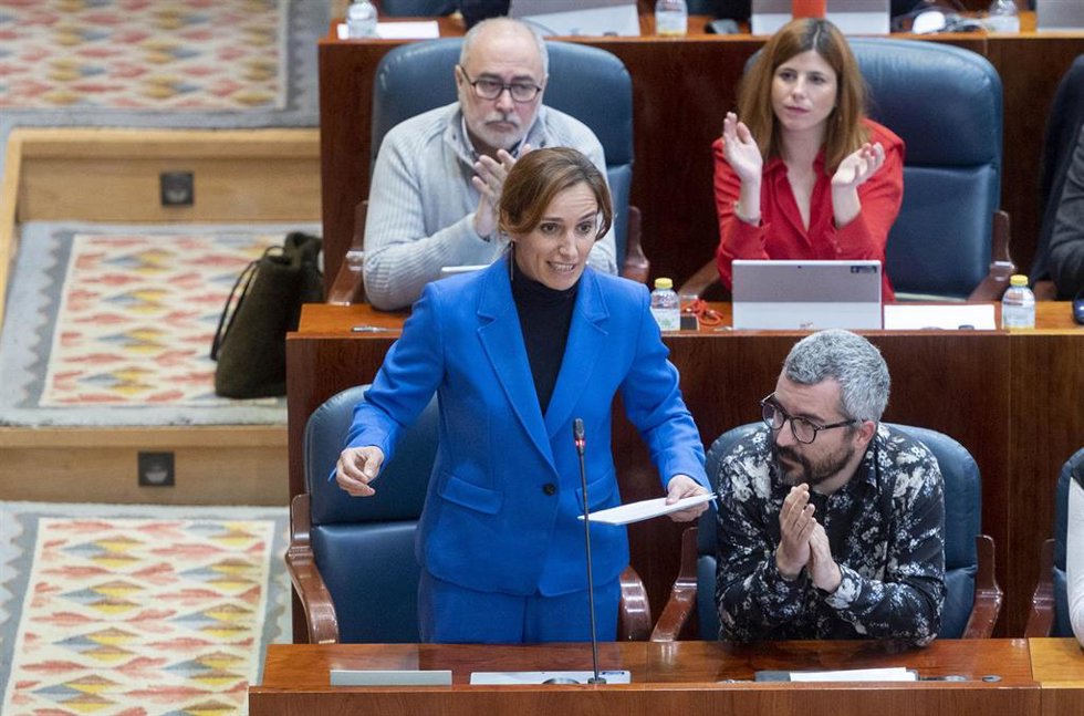 Archivo - La portavoz de Más Madrid en la Asamblea de Madrid, Mónica García, interviene durante un pleno en la Asamblea de Madrid, a 2 de marzo de 2023, en Madrid (España).  El Grupo Parlamentario de Vox ha llevado al pleno la derogación de la Ley de Id
