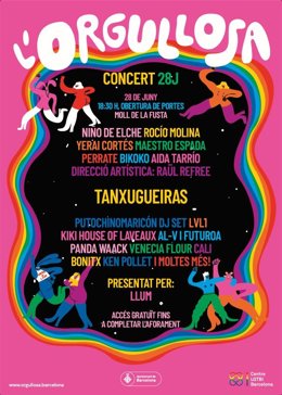 Cartel del concierto para conmemorar el Día Internacional del Orgullo LGTBI.