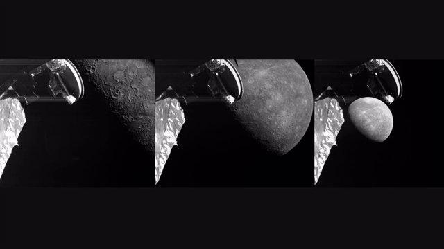 Images of Mercury taken on June 19, 2023 by the BepiColombo spacecraft