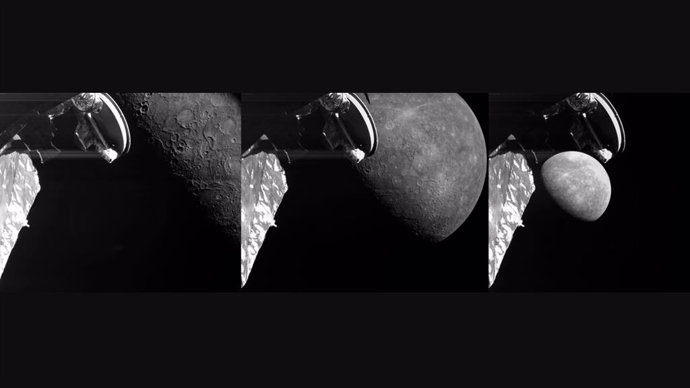 Imágenes de Mercurio tomadas este 19 de junio de 2023 por la nave BepiColombo