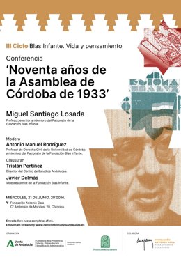 Cartel de la conferencia la 'Noventa años de la Asamblea de Córdoba de 1933'.