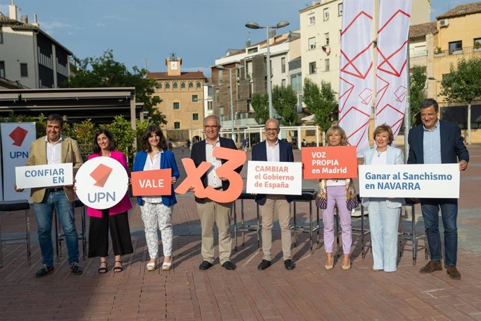 El presidente de UPN, Javier Esparza, en la presentación de candidatos al Congreso y al Senado en las elecciones del 23 de julio.