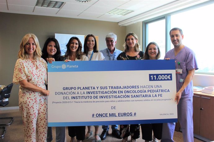 Grupo Planeta impulsa la investigación en oncología pediátrica del IIS La Fe con una donación de 11.000 euros