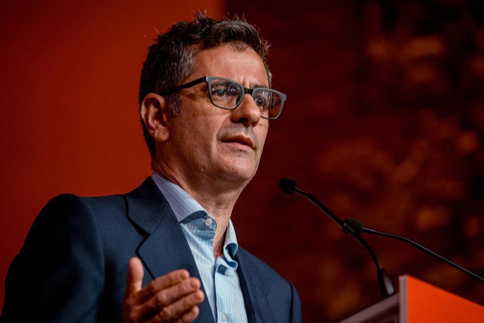 El ministro de la Presidencia, Relaciones con las Cortes y Memoria Democrática, Felix Bolaños, interviene durante la inauguración del evento Taleñt 2023, en la Real Fábrica de Tapices, a 21 de junio de 2023, en Madrid (España). 