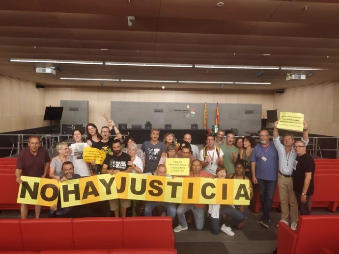 Funcionarios de justicia se encierran en la Ciutat de la Justicia de Barcelona el 21 de junio de 2023.