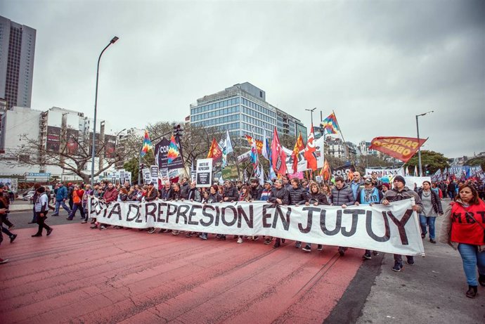 Manifestación en Buenos Aires (Argentina) en contra de la represión en la provincia de Jujuy