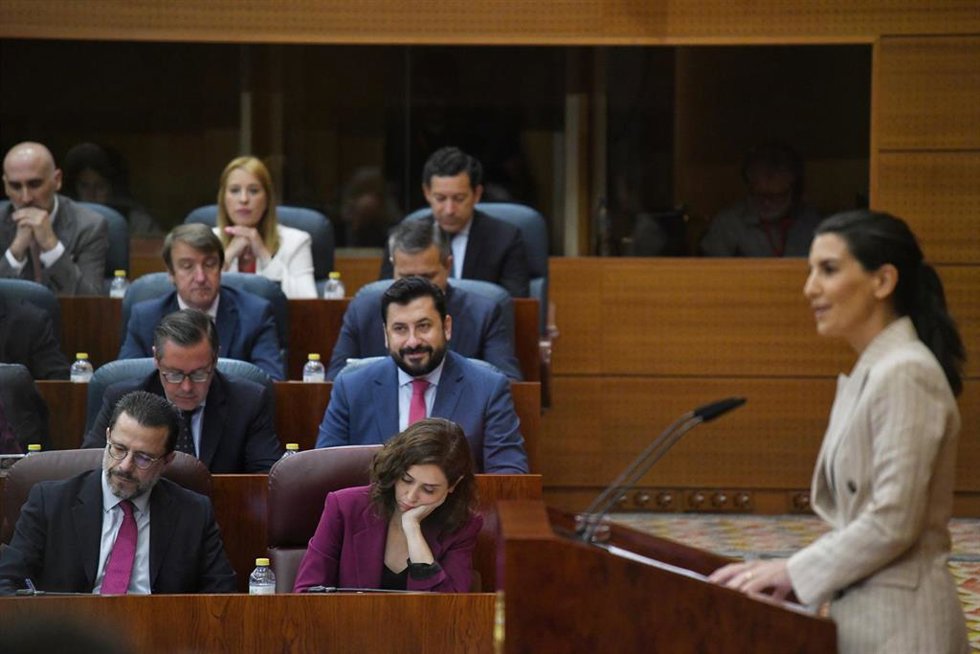 La portavoz de VOX en la Asamblea, Rocío Monasterio, durante la segunda sesión del Pleno de investidura, en la Asamblea de Madrid, a 22 de junio de 2023, en Madrid (España).