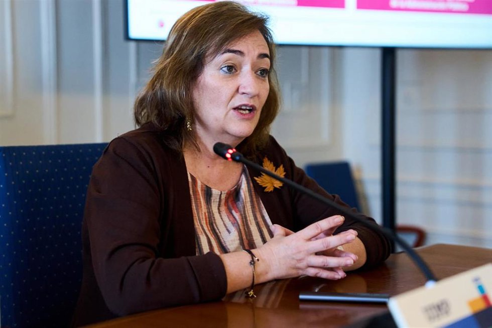 La presidenta de la AIReF, Cristina Herrero, interviene durante el seminario de la APIE de la Universidad Internacional Menéndez Pelayo (UIMP), en el Palacio de la Magdalena, a 22 de junio de 2023, en Santander, Cantabria (España).