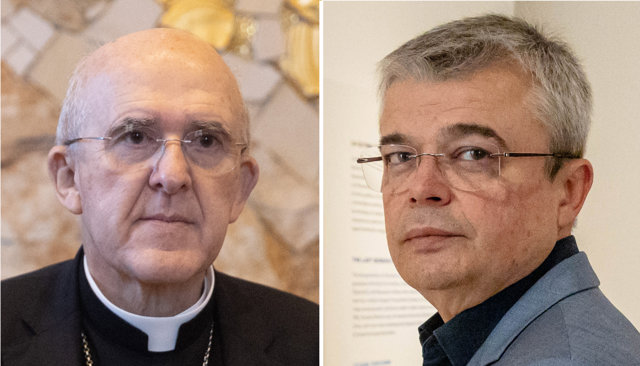 El cardenal y exarzobispo de Madrid Carlos Osoro y el embajador de Ucrania en España, Serhii Pohoreltsev