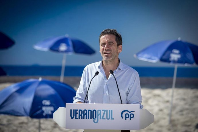 El portavoz de Campaña y vicesecretario de Cultura y Sociedad Abierta del PP, Borja Sémper, durante la presentación de acciones de campaña del PP para las próximas elecciones generales del 23 de julio, a 22 de junio de 2023, en Madrid (España). 