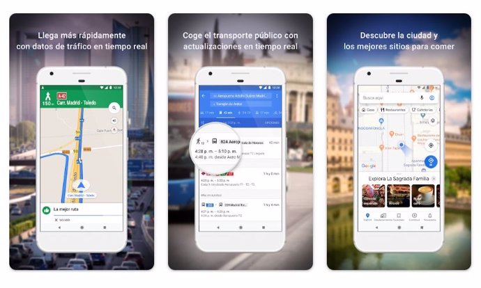 Interfaz de Google Maps en un dispositivo Android