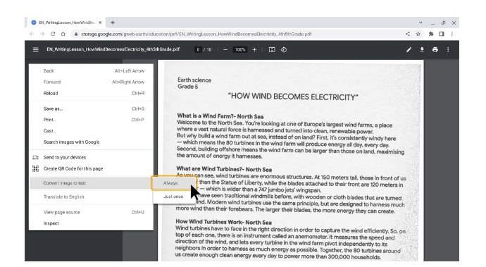 Herramienta en Chrome que convierte las imágenes de los pdf en texto 