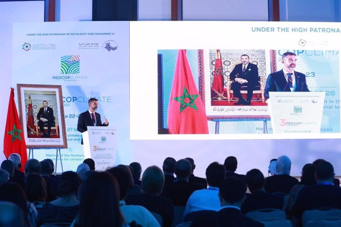 El consejero de Sostenibilidad, Medio Ambiente y Economía Azul, Ramón Fernández-Pacheco, en la inauguración del foro internacional mediterráneo de lucha contra el cambio climático, MedCop Clima 2023