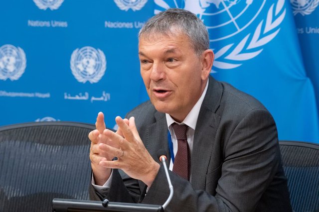 UNITED NATIONS, June 2, 2023  -- Philippe Lazzarini, commissioner-general of the UN Relief and Works Agency for Palestine Refugees in the Near East (UNRWA), addresses a press conference at the UN headquarters in New York on June 1, 2023. The agency was go