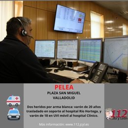 Gráfico elaborado por el 112 con datos sobre los heridos en la pelea en Valladolid