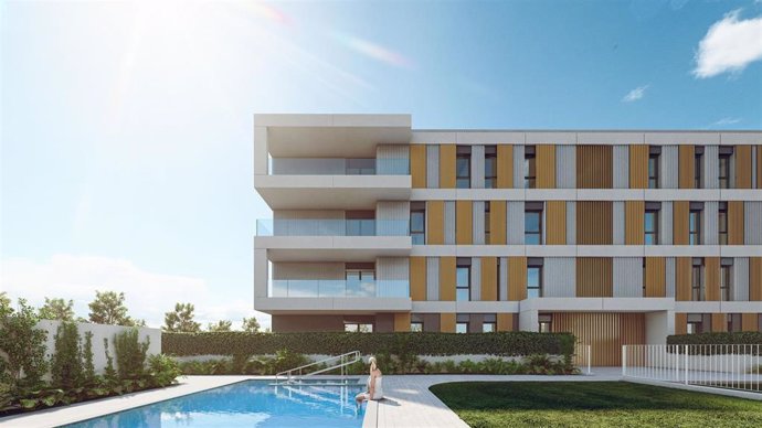 Bermes II es un exclusivo residencial con piscina, bajos con generosos jardines, amplias terrazas, zonas verdes y tan solo 38 viviendas.