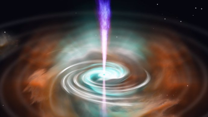 Archivo - Impresión artística de un estallido de rayos gamma impulsado por una estrella de neutrones.