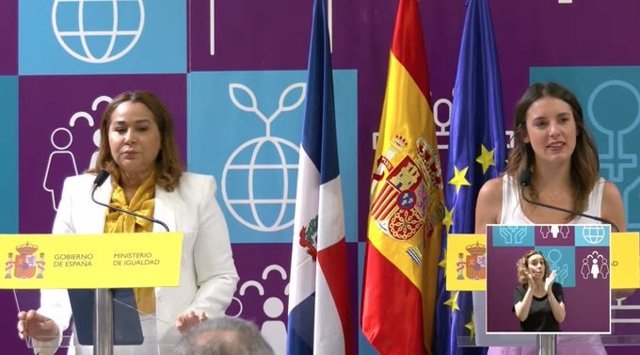 Mayra Jiménez e Irene Montero en la presentación del Memorandum entre España y la República Dominicana en materia de Igualdad.