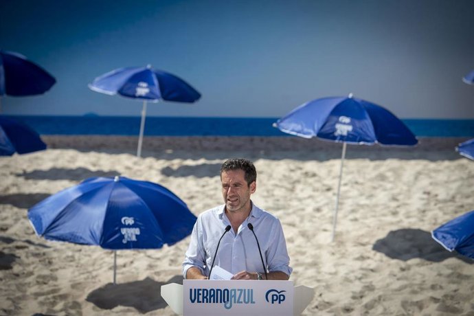 El portavoz de Campaña y vicesecretario de Cultura y Sociedad Abierta del PP, Borja Sémper, durante la presentación de acciones de campaña del PP para las próximas elecciones generales del 23 de julio, a 22 de junio de 2023, en Madrid (España)