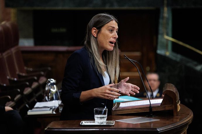 Archivo - La portavoz de Junts en el Congreso, Miriam Nogueras, interviene durante un debate de la moción de censura, en el Congreso de los Diputados, a 21 de marzo de 2023, en Madrid (España). 
