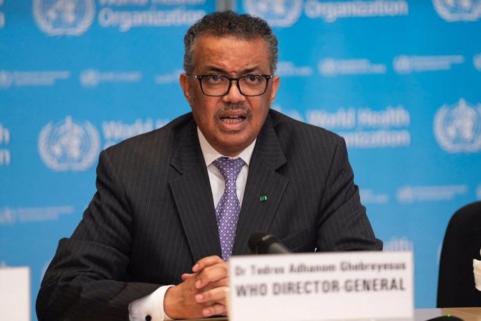 Archivo - El director general de la Organización Mundial de la Salud (OMS), Tedros Adhanom Ghebreyesus,  en la conferencia de prensa sobre COVID-19 - 9 de marzo de 2020