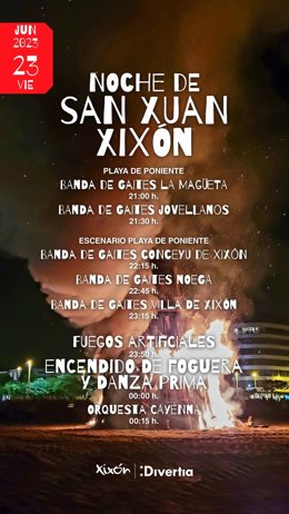 Cartel de la programación de la hoguera de San Xuan, Gijón