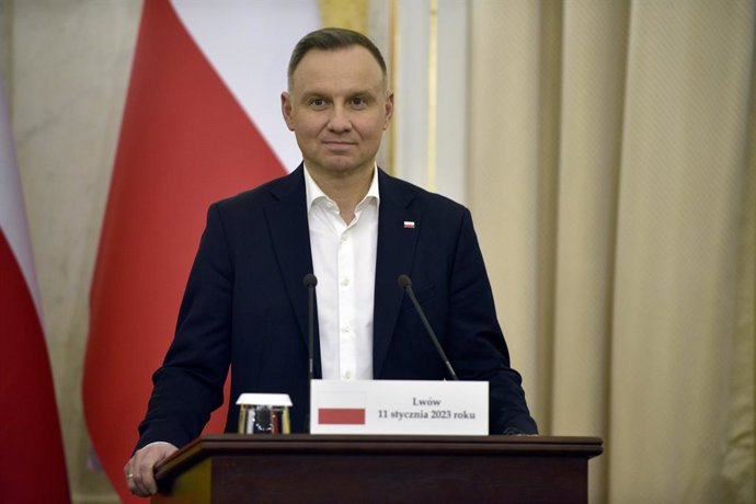 Archivo - 11 January 2023, Ukraine, Lviv: Polish President Andrzej Duda attends a press conference following the 2nd Lublin Triangle Summit in Lviv. Photo: -/Ukrinform/dpa