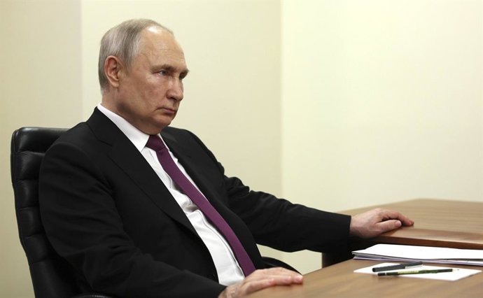 June 5, 2023, Posolsk, Moscow Oblast, Russia: Russian President Vladimir Putin listens to Moscow Region Governor Andrei Vorobyov, during a bilateral meeting, June 1, 2023 in Podolsk, Moscow Oblast, Russia.